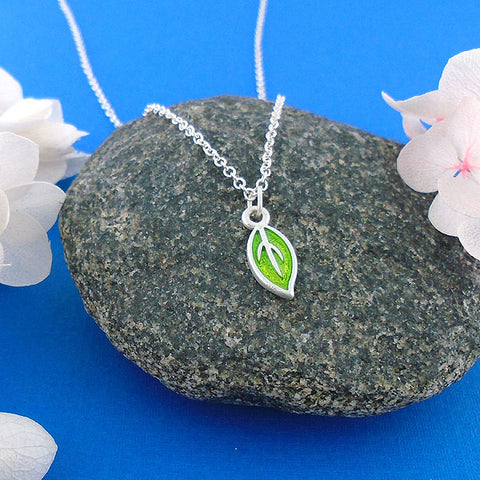 LAVISHY handmade dainty enamel leaf pendant necklace