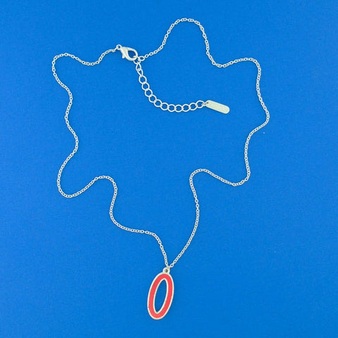 Handmade jewel tone oval circle reversible enamel pendant necklace