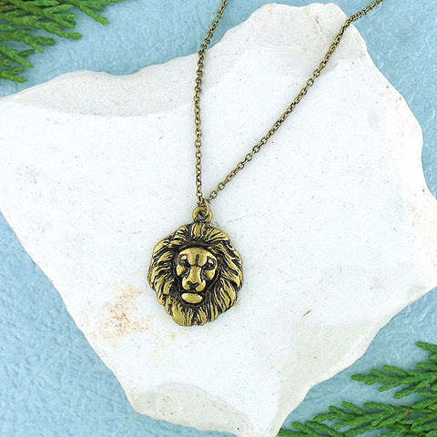 Online shopping for vintage style lion necklace from Riya collection by PETA approved vegan brand LAVISHY. Great gift for you or your girlfriend, wife, co-worker, friend & family. More fashion accessories for wholesale at www.lavishy.com for gift shop, clothing & fashion accessories boutique, book store since 2001.