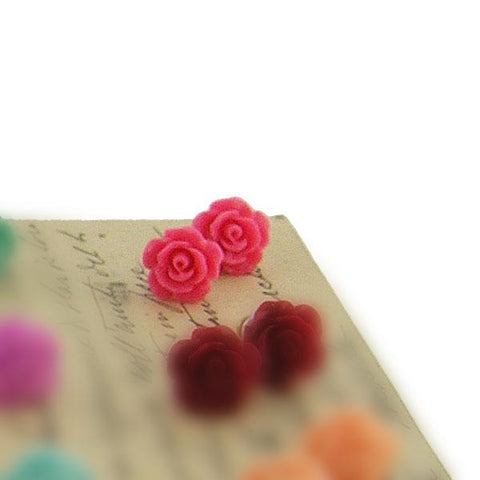 LAVISHY handmade dainty resin peony flower stud earrings