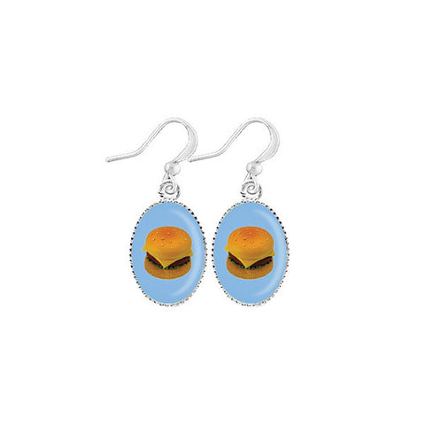 Online shopping for LAVISHY cute & dainty rhodium plated hamburger earrings. Fun to wear, make a playful gift for family & friends. Come with FREE gift box. Wholesale at www.lavishy.com for gift shop, clothing & fashion accessories boutique, book store in Canada, USA & worldwide since 2001.