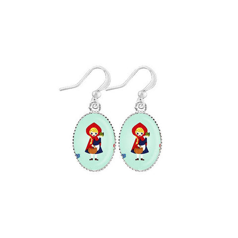 Online shopping for LAVISHY cute & dainty rhodium plated Little Red Riding Hood earrings. Fun to wear, make a playful gift for family & friends. Come with FREE gift box. Wholesale at www.lavishy.com for gift shop, clothing & fashion accessories boutique, book store in Canada, USA & worldwide since 2001.