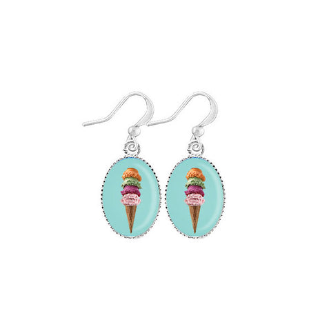 Online shopping for LAVISHY cute & dainty rhodium plated ice cream cone earrings. Fun to wear, make a playful gift for family & friends. Come with FREE gift box. Wholesale at www.lavishy.com for gift shop, clothing & fashion accessories boutique, book store in Canada, USA & worldwide since 2001.