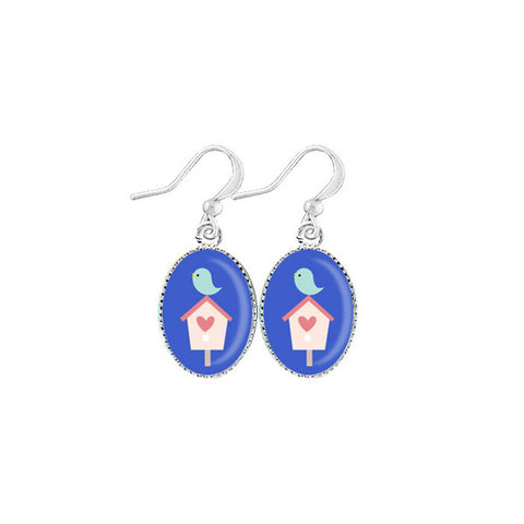 Online shopping for LAVISHY unique, handmade cute & dainty bird on bird house earrings. Fun to wear, make a playful gift for family & friends. Come with FREE gift box. Wholesale at www.lavishy.com for gift shop, clothing & fashion accessories boutique, book store in Canada, USA & worldwide since 2001.