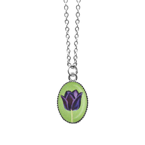 LAVISHY handmade cute & dainty tulip flower rhodium plated necklace