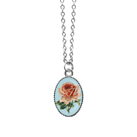 LAVISHY handmade cute & dainty rose flower rhodium plated necklace