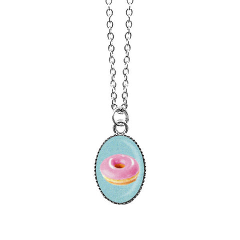 Online shopping for LAVISHY cute & dainty rhodium plated pink donut necklace. Fun to wear, make a playful gift for family & friends. Come with FREE gift box. Wholesale at www.lavishy.com for gift shop, clothing & fashion accessories boutique, book store in Canada, USA & worldwide since 2001.