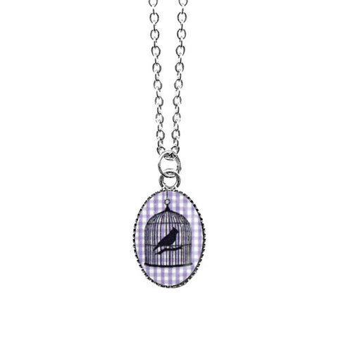 LAVISHY handmade cute & dainty birdcage rhodium plated necklace