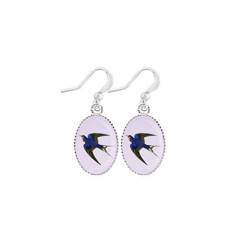 LAVISHY handmade cute & dainty swallow bird rhodium plated earrings