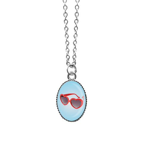 LAVISHY handmade cute & dainty retro sunglasses rhodium plated necklace