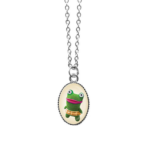 LAVISHY handmade cute & dainty happy frog rhodium plated necklace