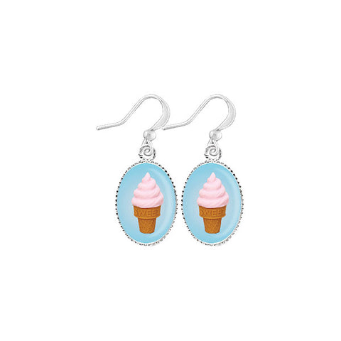 LAVISHY handmade cute & dainty ice cream cone rhodium plated earrings