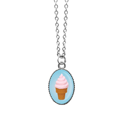 LAVISHY handmade cute & dainty ice cream cone rhodium plated necklace