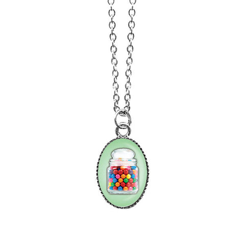 LAVISHY handmade cute & dainty candy jar rhodium plated necklace