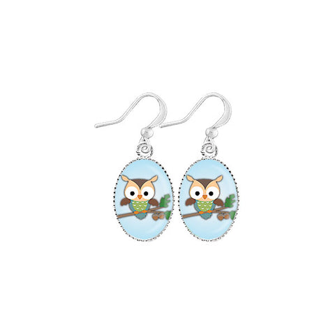 LAVISHY handmade cute & dainty owl rhodium plated earrings