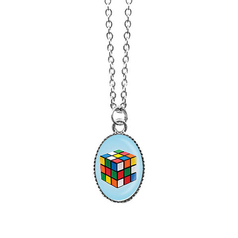 LAVISHY handmade cute & dainty Rubik's Cube rhodium plated necklace