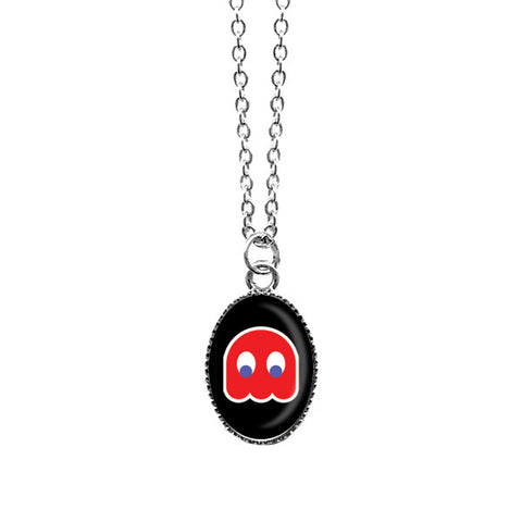 LAVISHY handmade cute & dainty Pacman rhodium plated necklace