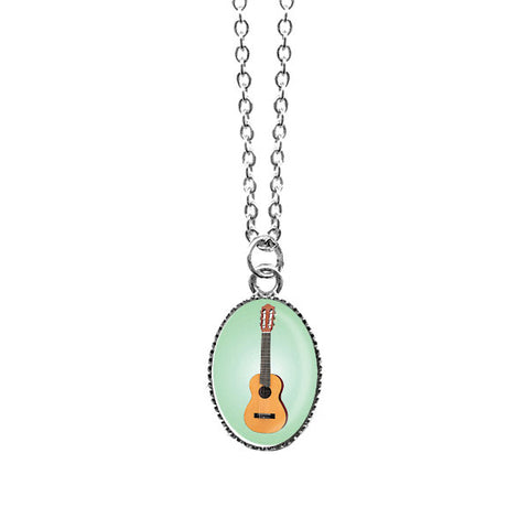 LAVISHY handmade cute & dainty guitar rhodium plated necklace