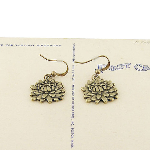 LAVISHY handmade vintage style chrysanthemum & strength earrings