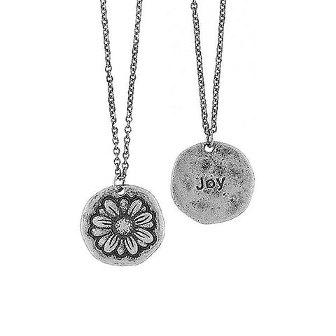 LAVISHY handmade reversible daisy flower & joy pendant necklace. Wholesale available at www.lavishy.com