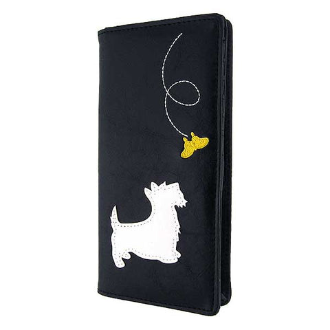 LAVISHY Eco-friendly dog & butterfly applique vegan large wallet