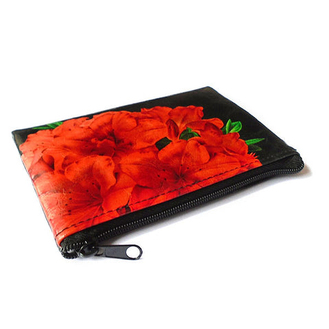 LAVISHY vintage style rhododendron flower print vegan coin purse