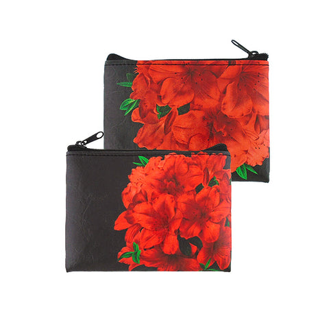 LAVISHY vintage style rhododendron flower print vegan coin purse