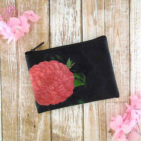 Online shopping for vegan brand LAVISHY's charming vintage style camelia flower print vegan coin purse. Great for everyday use, fun gift for family & friends. Wholesale at www.lavishy.com for gift shop, clothing & fashion accessories boutique, book store in Canada, USA & worldwide since 2001.