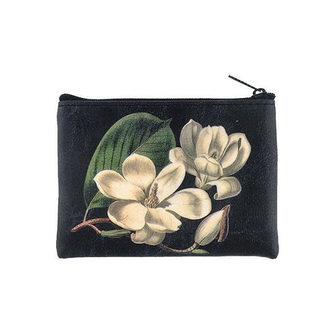 LAVISHY charming vintage style magnolia flower print vegan coin purse. Great for everyday use, fun gift for family & friends. Wholesale at www.lavishy.com for gift shop, clothing & fashion accessories boutique, book store in Canada, USA & worldwide since 2001.
