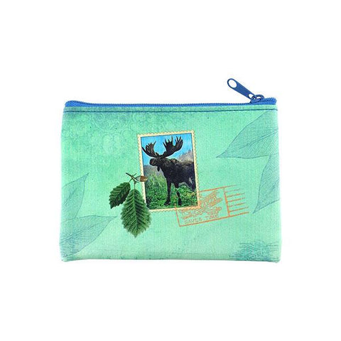 Online shopping for vegan brand LAVISHY's vintage style moose print vegan coin purse. Great for everyday use, fun gift for animal loving family & friends. Wholesale at www.lavishy.com for gift shops, clothing & fashion accessories boutiques, book stores in Canada, USA & worldwide since 2001.