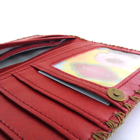 LAVISHY vintage style sparrow print vegan large flat wallet