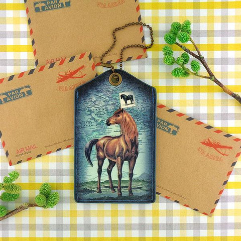 Online shopping for LAVISHY vintage style horse print vegan leather luggage tag