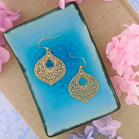 LAVISHY silver or gold plated filigree Morccan pattern earrings