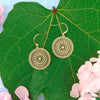 66-032: Silver/gold plated Chrysanthemum pattern filigree earrings
