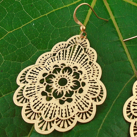 66-044: Silver/gold plated filigree earrings