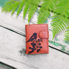 7-0104: Bird & flower embossed vegan medium wallet