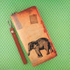 8-170: Elephant vegan unisex wristlet wallet