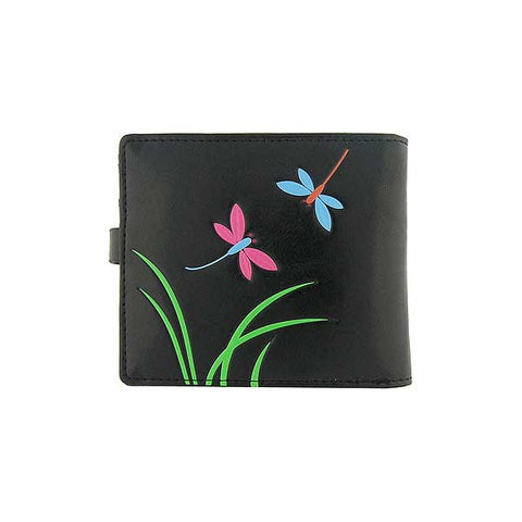 LAVISHY embossed dragonfly & clover vegan medium bi-fold wallet