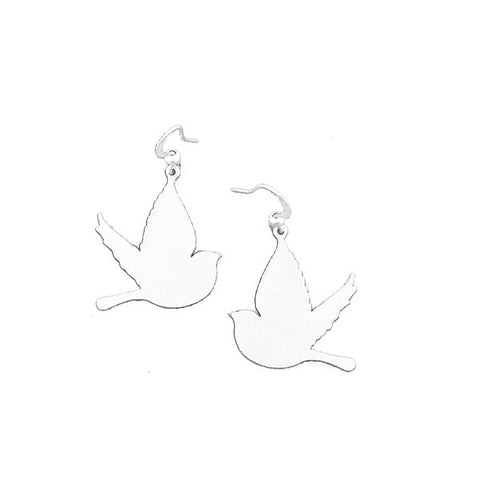 LAVISHY silver plated flying bird drop earrings
