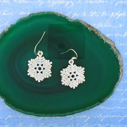 LAVISHY silver/gold plated snowflake pendant drop earrings