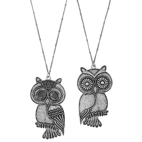 Online shopping for LAVISHY's fun & affordable vintage style reversible Owl pendant long necklace. A great gift for you or your girlfriend, wife, co-worker, friend & family. Wholesale at www.lavishy.com with many unique & fun fashion accessories.