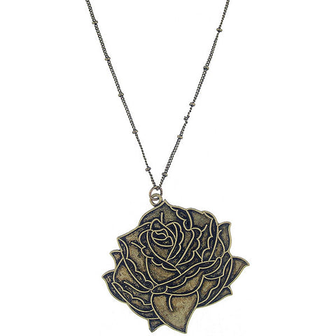 Online shopping for LAVISHY's fun & affordable vintage style reversible vintage look tattoo style rose flower pendant long necklace. A great gift for you or your girlfriend, wife, co-worker, friend & family. Wholesale at www.lavishy.com with many unique & fun fashion accessories.