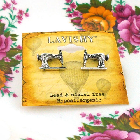 LAVISHY handmade vintage style sewing machine stud earrings