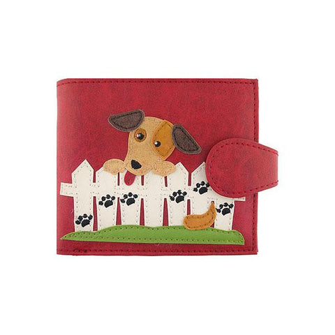 LAVISHY applique vegan leather medium bifold wallet-puppy dog