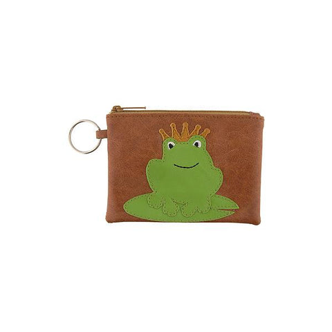 Online shopping for vegan brand LAVISHY's playful applique vegan key ring coin purse with adorable prince charming frog applique. Great for everyday use, fun gift for family & friends. Wholesale at www.lavishy.com for gift shop, clothing & fashion accessories boutique, book store in Canada, USA & worldwide since 2001.