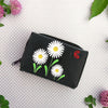 97-053: Daisy & ladybug embroidered vegan small wallet