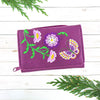 97-061: Flower & butterfly embroidered vegan small wallet