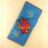 97-162: Tattoo love birds embroidered vegan large flat wallet
