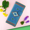 97-176: Tribal pattern embroidered vegan large flat wallet