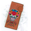 97-193: Sugar skull embroidered vegan large flat wallet